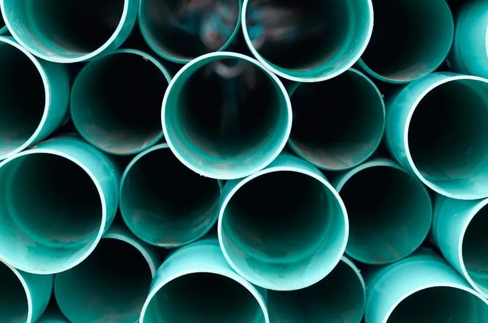Stack of plastic pipes seen end-on